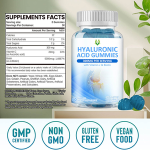 Gummies à l'acide hyaluronique avec vitamine C et biotine pour l'hydratation de la peau, la lubrification des articulations, le soutien des ongles et des cheveux, et la production de collagène - Product Image 2