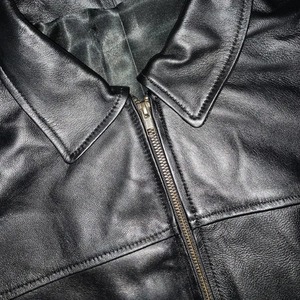Handmade <b>Vintage</b> Black Genuine Sheepskin Leather <b>Jacket</b>, Men’s Retro 90s Style <b>Bomber</b> <b>Jacket</b>, Classic Casual Streetwear - Product Image 5