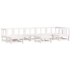 Grand ensemble de salon de jardin modulaire en pin massif blanc - Product Image 2