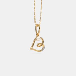 Collar con Colgante de Diamante Cultivado en Laboratorio en Forma de Corazón con Perla en Oro Amarillo - Product Image 3