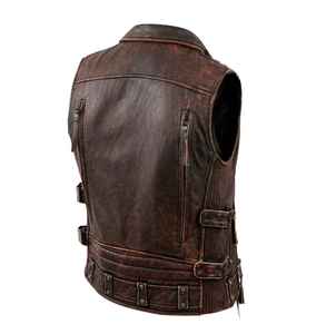 Gilet en cuir tendance de qualité supérieure avec fermeture éclair, gilet en cuir de la meilleure qualité, gilet en cuir de motard de qualité professionnelle - Product Image 2