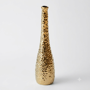 Modern Tall <b>Gold</b> Textured Metal Handmade Lightweight High Quality <b>Vase</b> Decorative for Living Room Centerpiece Home Decor - Product Image 2