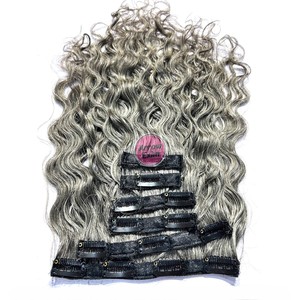 Extensiones de Cabello Humano Rizado Remy Natural Gris del Sur de la India Arrow Exim con Clip y Doble Trama a Máquina para Peinado - Product Image 2