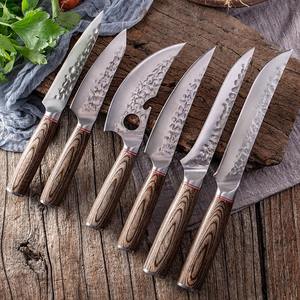 6 PCS Hand Forged Japanese Chef Boning <b>Utility</b> <b>Knives</b> Set Stainless Steel with Wood Handle for Kitchen & Camping - Product Image 1