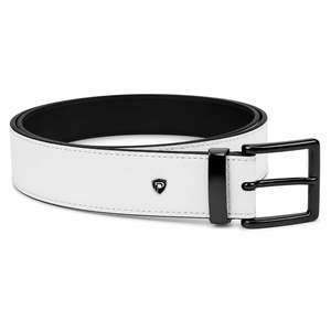Cinturón Reversible DUMELA de Cuero Vacuno Blanco con Hebilla Negra, Diseño Sólido, Estilo Vintage, Ligero, Duradero, Moldeado en una Sola Pieza - Product Image 3