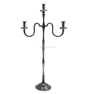 Bougeoir de candélabre décoratif fait à la main à cinq bras bleu et plaqué or pour la décoration de mariage et de fête décorative à la maison - Product Image 4