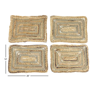 Napperon en jute tissé rectangle abstrait pour décoration de cuisine et de table à manger - Product Image 2