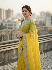 ชุดส่าหรีสำหรับแขกงานแต่งงานสุดหรู - ผ้าไหมโกลด์ครัชพร้อมดีไซน์ C-Pallu และเสื้อไหมบังกลอรี - Product Image 2