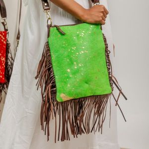 Bolsos Bandolera de Cuero Genuino 100% con Flecos, Estilo Bohemio, Diseño Moderno, Multiusos, para Mujer, Alta Calidad, Gran Venta - Product Image 1