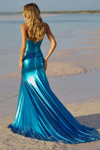 Nuevo Vestido Largo de Fiesta para Mujer, Color Sólido, con Escote Cruzado, Elegante, para Cena, con Abertura Alta, Sexy, para Noche de Gala - Product Image 3