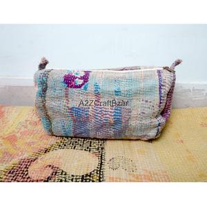 Eco-Friendly Lightweight Multi-Function Daily Use Cotton Kantha Fabric Tassel Zipper Closure Indian Handmade Cosmetic Organizer - Product Image 1