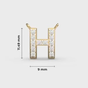 จี้เพชรรูปตัว "H" สีทองเหลือง ประดับเพชรโมอิสซาไนต์แท้ จี้ฮิปฮอปสำหรับผู้ชาย งานฝีมือประดับเพชรโมอิสซาไนต์แท้ - Product Image 5