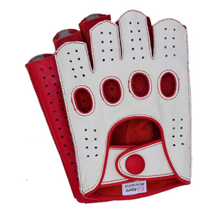 OEM Factory Direct Luxury Soft Cowhide Leather Fingerless Two-Tone Car Driving Gloves Knuckle Vent Open Back Anti-Slip Steering - Product Image 1