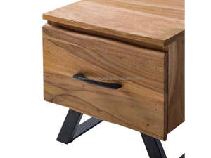 Juego de Mesitas de Noche Rústicas de Madera Maciza de Mango, 1 Estación de Carga, 1 Cajón, Modernas, Hechas a Mano en Rajasthan, Exportación Mundial - Product Image 6