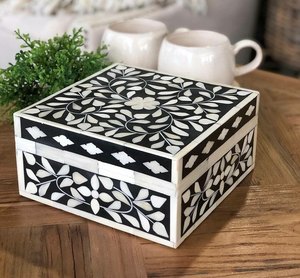Best Quality Bone Inlay Ivory Black Modern Square Design <b>Storage</b> <b>Box</b> Luxury <b>Decorative</b> <b>Box</b> <b>for</b> Jewelry Accessories Portable - Product Image 1