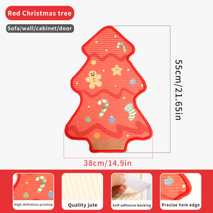Wuji Global Arbre à chat mural en sisal rouge pour Noël, planche à gratter 21.6x14.9, protection de meubles pour animaux de compagnie, utilisation intérieure toutes saisons pour chats - Product Image 6