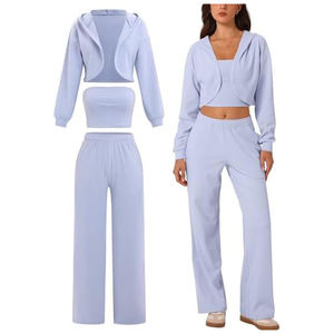 Conjunto de Yoga de 3 Piezas para Mujer, Leggings Acanalados y Top Deportivo - Product Image 3