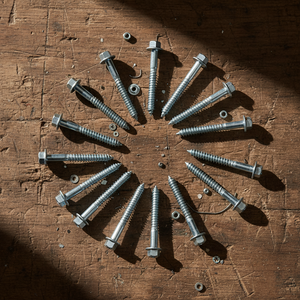 เหล็กกล้าคาร์บอนเกรด 4 ความแข็งแรงสูง แบบเมตริก/นิ้ว หัวหกเหลี่ยมภายนอก ปลายแหลม เกลียวไม้หยาบ HRC22-32 ชุบสังกะสี รุ่น PDC 4 - Product Image 1