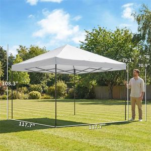 Abri de pluie pliable blanc avec protection solaire - Product Image 6