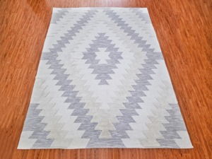 Tapis rectangulaire en laine acrylique à motif géométrique, tissage plat, réversible, style bohème, pour salon, usage domestique - Product Image 1