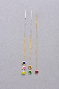 925 naturel solide rond bleu topaze vert jaune Citrine Zircon bijoux boucles d'oreilles longue chaîne à la mode diamant perle pierres principales - Product Image 2