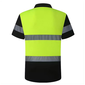 Polo de sécurité haute visibilité personnalisé Clush Industries pour travailleurs, avec bandes réfléchissantes, en polyester/coton respirant, vente en gros - Product Image 6