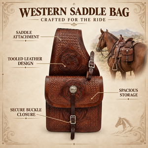 Bolsa de Cuero Estilo Western Heritage |   Bolsa de Almacenamiento Lateral para Caballo, con Correas y Hebillas de Seguridad, para Equitación, Trabajo en Rancho, Kit de Equipo - Product Image 5