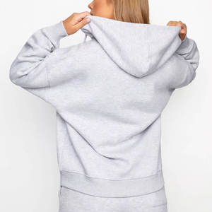 Ensemble de sweat-shirt à capuche gris surdimensionné, coupe régulière, fermeture éclair, couleur unie, tissu French Terry, unisexe, vêtements d'automne - Product Image 4