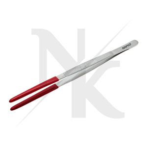 Professional Tweezers Anti Acid Tweezer with PVC 250mm Stainless Steel Round Tip Tweezers with Red Silicone Tips Anti Slip <b>Tools</b> - Product Image 4