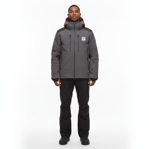 Veste matelassée à capuche grise pour homme, design sportif imperméable avec logo, vêtements d'extérieur pour l'hiver - Product Image 2