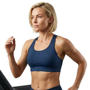 Soutien-gorge de sport bleu marine pour femme avec dos nageur, idéal pour le yoga et les tenues de sport - Product Image 2