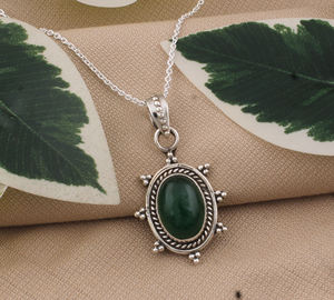 Auténtico Colgante de Jade Hetian Verde, Plata de Ley 925 Chapada en Platino, Piedra de Jadeíta Natural de Alta Calidad, Collar Vintage - Product Image 5