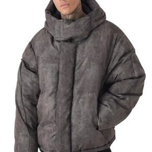 Best <b>Men</b> Puffer <b>Jacket</b> with Detachable Hood OEM Custom Navy Winter Insulated <b>Jacket</b> with Stripe Design Warm Casual Outdoor Coat - Product Image 1
