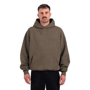 Sweat-shirt à capuche surdimensionné pour homme, couleur unie, en molleton de coton, pull décontracté, coupe classique, vêtements décontractés pour l'hiver - Product Image 1