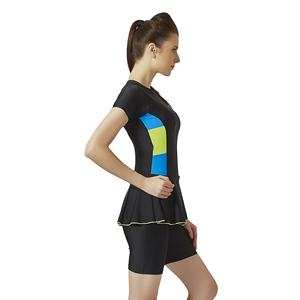 Haute qualité personnalisé femmes demi-longueur robe de bain Nylon Spandex noir robe tricoté Fitness maillots de bain - Product Image 2