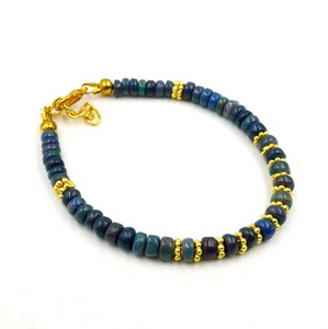HAYAAT GEMS Natural Multi <b>Fire</b> Black Opal Cabochon Bracelet Gold Accent Beads Ethiopian Opal Jewelry-Luxury Anniversary - Product Image 2