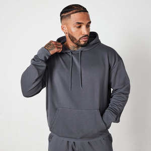 Sweat-shirt à capuche et jogging surdimensionnés en denim bleu avec logo personnalisé du fabricant OEM, en coton lourd, ensemble de survêtement unisexe pour homme - Product Image 5