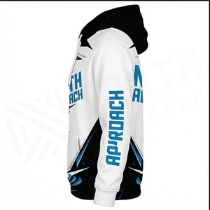North Approach Men's <b>Zip</b>-<b>Up</b> Hoodie Black <b>White</b> Blue Print Casual Hooded Sweatshirt Regular Fit Polyester Knitted Autumn Wear - Product Image 3