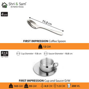 Tasses à thé et soucoupes en acier inoxydable à double paroi 4 PCS de première qualité pour les amateurs de thé - Product Image 4