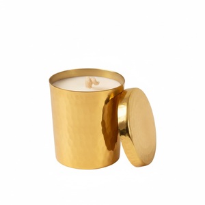 Pot à bougie en métal martelé noir au design moderne avec couvercle, décoration d'intérieur, porte-bougie, accessoires d'éclairage à prix excellent - Product Image 6