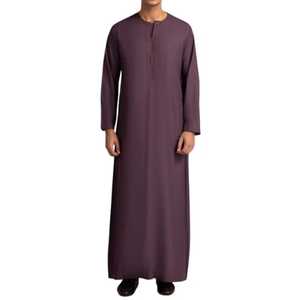 Vêtements de prière islamiques modestes, toutes saisons, thobe, couleur unie, style Moyen-Orient, chemise de prière longue jusqu'au sol - Product Image 1