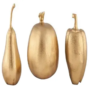 奢华牧群金色金属，简单设计师造型装饰时尚厨房古董水果雕塑