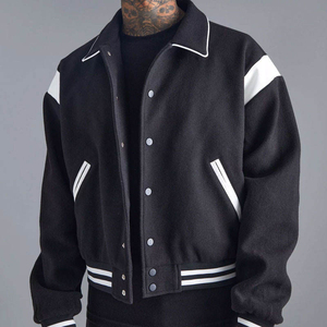 Vintage Style Varsity <b>Jacket</b> Men Custom Patch Embroidery Letterman <b>Jacket</b> Casual Baseball <b>Jacket</b> Streetwear - Product Image 1