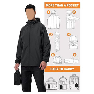 Men's Rain <b>Jacket</b> Windbreaker <b>Waterproof</b> <b>Jacket</b> Raincoat for Cycling Running Hiking Outdoor Gear Hooded <b>Lightweight</b> <b>Packable</b> - Product Image 5