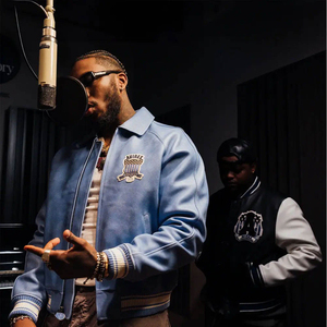 Blouson en cuir bleu Avirex zippé, style aviateur, vêtement d'hiver, 100% cuir véritable, veste homme tendance et OEM faible MOQ - Product Image 6