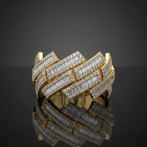 Luxury <b>Mens</b> Diamond <b>Ring</b> Hip Hop Iced Out Zigzag Baguette Lab Grown Pave 925 Sterling Silver 14K Gold Plated Statement Band - Product Image 4