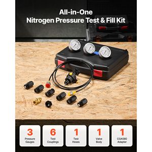 Kit di ricarica idraulico completo per accumulatore di azoto con 3 manometri (1500-6000 PSI) - Sistema di test pressione e accessori per utensili idraulici - Product Image 2
