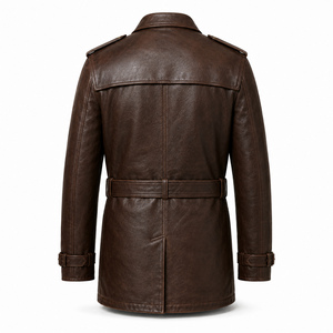 Wholesale Men Genuine Leather Hooded Jacket Biker Motorcycle <b>Coat</b> Stylish Winter Outerwear Custom Made OEM ODM Front - Product Image 2