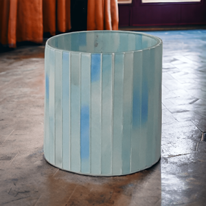 Recipiente de vidrio de mosaico de cerámica blanco azul personalizado de alta calidad hecho a mano decoración de lujo para el hogar más vendidos multiusos para velas - Product Image 4