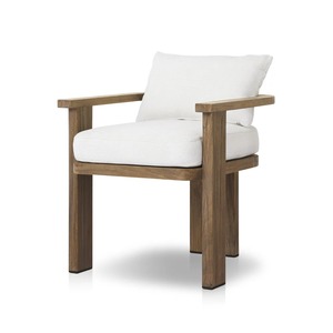 Sillón de Madera de Teca Premium con Cojín Tapizado Suave, Elegante Sillón Minimalista para Muebles de Hotel y Resort - Product Image 1